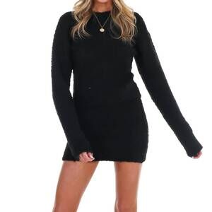 NEW KLESIS time to chill sweater mini skirt set in black